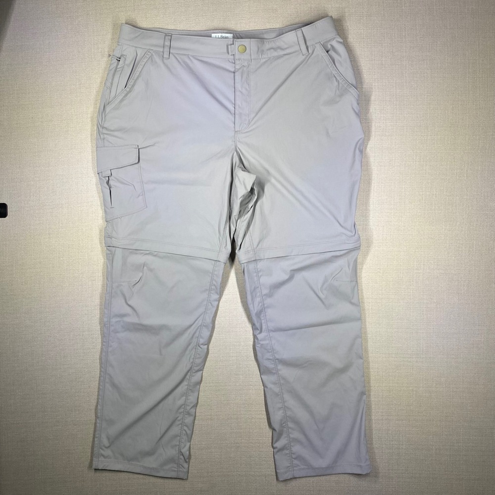 LL Bean Womens Tropicwear XL Regular Convertible Zip Off Cargo Hiking Pants Gray